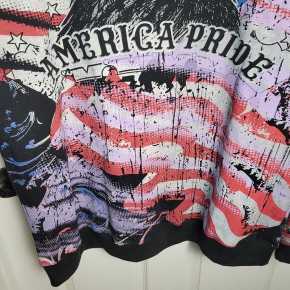 Club Chaos Hoodie 2X Sweatshirt Zip American Pride Flag Eagle Patriotic AOP Y2K - Picture 9 of 13